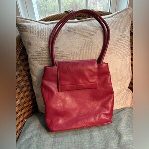 Vintage Bill Blass Elegant Red Leather Handbag